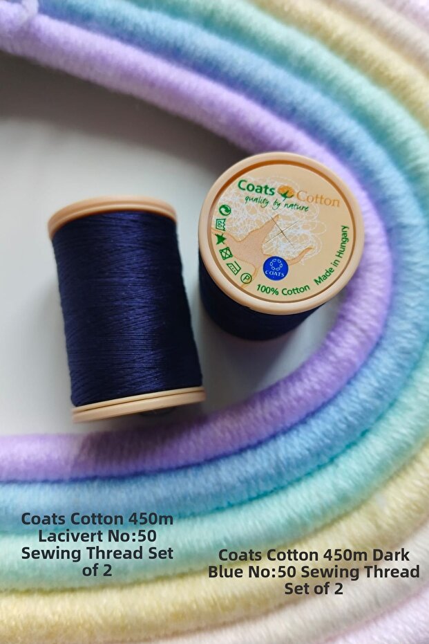 Cotton 450 Meters 100% Cotton No:50 Sewing Thread Set of 2
