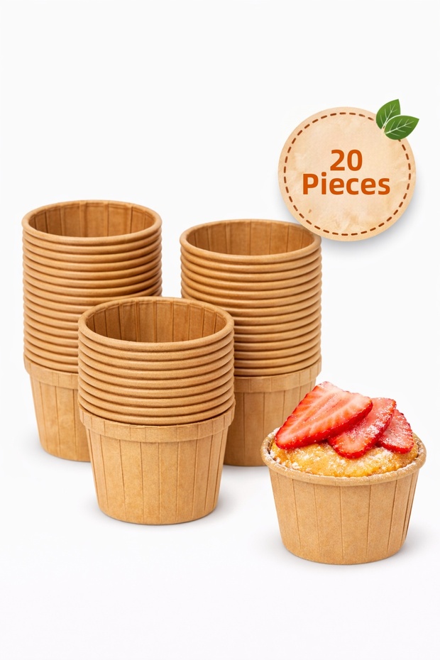 20-Piece Kraft Muffin Cupcake Mold Cake Capsule Natural Cake Mold, Safari Concept, Airfryer Compatible