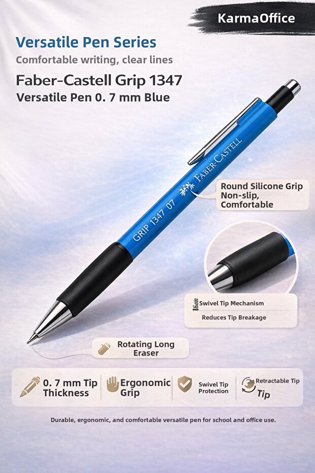 Faber-Castell 1347 Versatil Pen 0.7 mm Blue | Ergonomic Mechanical Pencil School Office