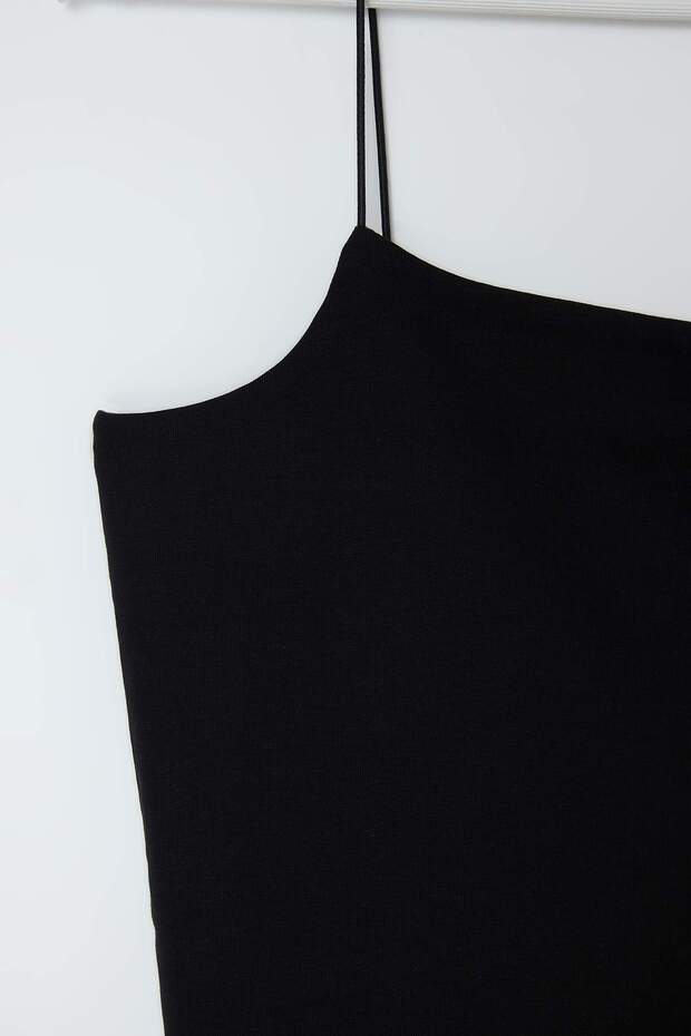 Black Thin Strap Basic Knitted Plus Size Undershirt Tbbss26Cv00008 - 5
