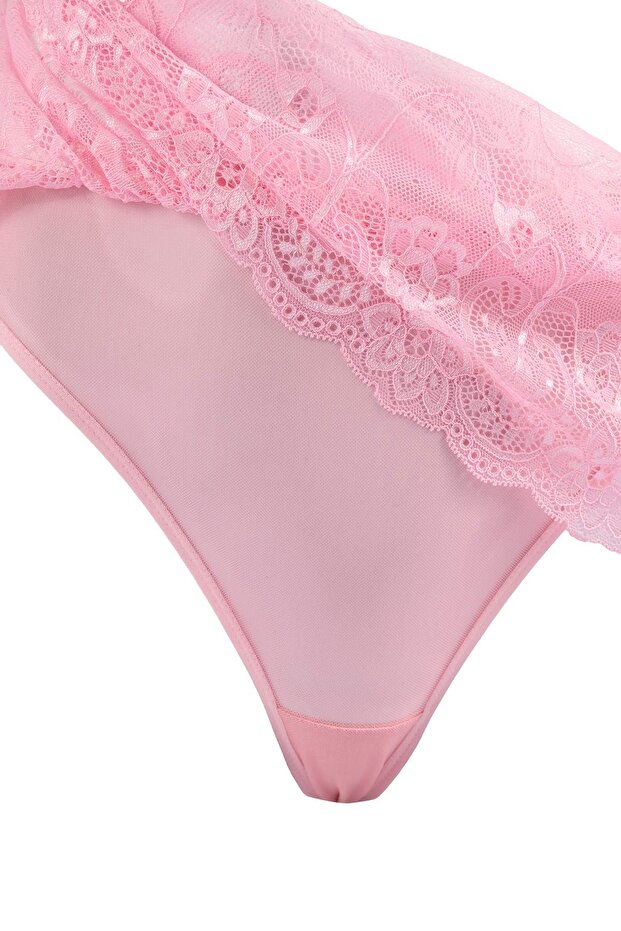 Pembe Dantel 3'lü Etekli İç Çamaşırı Takımı THMSS26CC00030 - 5