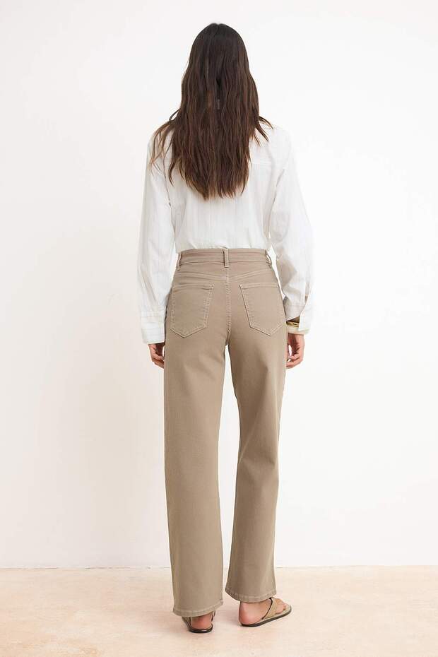 Vizon Yüksek Bel Geniş Paça Comfort/Esnek Wide Leg Jeans TWOAW26JE00299 - 4