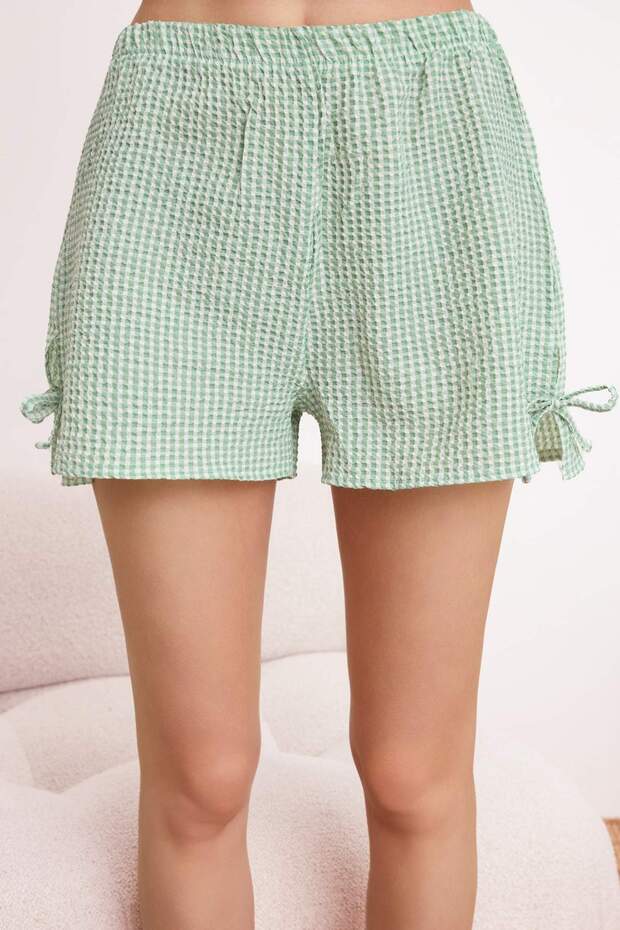 Yeşil Ekose / Kareli Gofre Dokuma Pijama Takımı THMSS26PT00162 - 3
