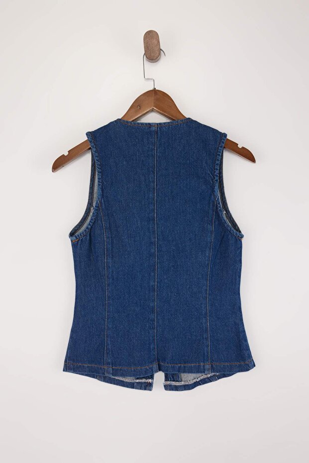 Mavi Fitted %100 Pamuklu Denim Yelek TWOSS26YE00037 - 6