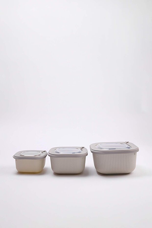 3-teiliger quadratischer Aufbewahrungs- und Vorratsbehälter 600ml - 1100ml - 1800ml TPHSS26SKB00008 - 2