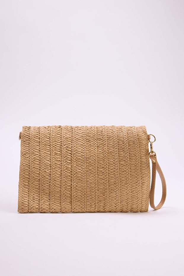 Hasır İşleme Detaylı Kadın Portföy & Clutch Çanta TAKSS26PY00013 - 7