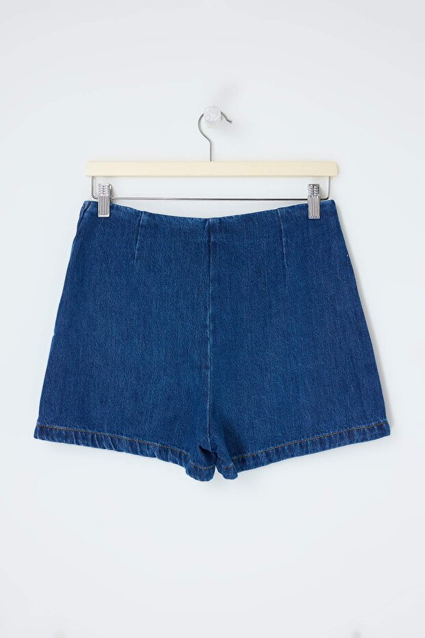 Mavi More Sustainable Tencel Karışımlı Yüksek Bel Denim Şort Etek TWOSS26SR00032 - 7
