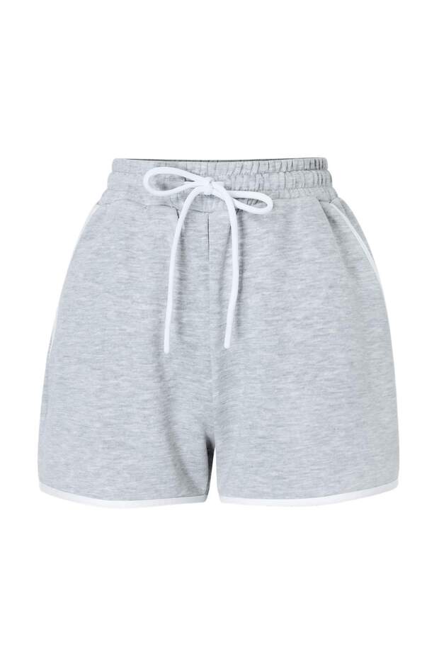 Gri Melanj Renk Bloklu Fitted/Vücuda Oturan Cepli Fitilli Esnek Örme Alt-Üst Takım TWOSS26AU00081 - 7