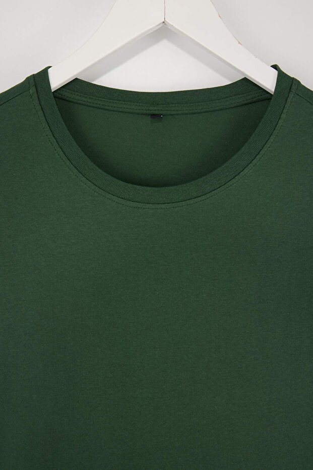 Siyah- Haki-Gri Regular/Rahat Kalıp 3'lü Paket Büyük Beden T-Shirt TMNSS24BF00059 - 12