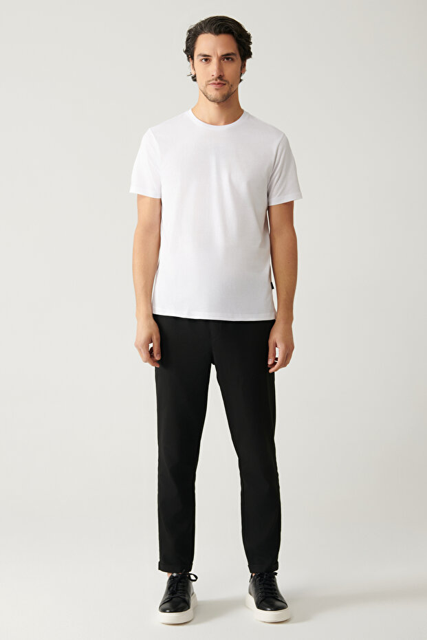 Erkek Beyaz Basic Pamuklu T-shirt E001000 - 6