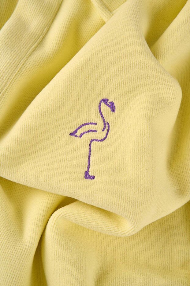 Flamingo SuperSoft Oversize Polo Yaka Sweatshirt - Sarı - 2