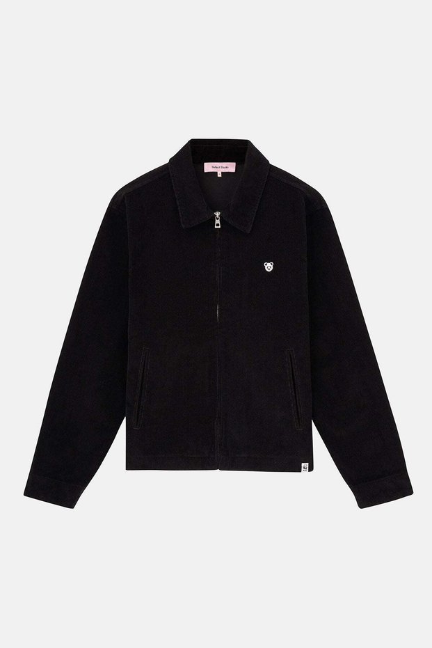 Panda Full-Zip Velvet Jacket - Black