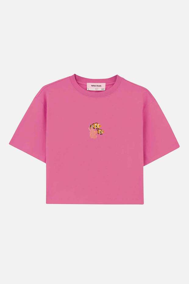 Clown Fish Lightweight Crop T-Shirt - Pink