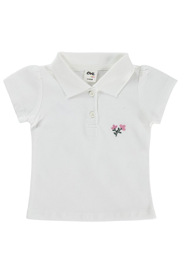 Floral Embroidered Basic T-Shirt for 6-18 Months - Ecru 18-24 Months