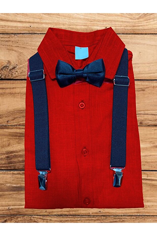 Boy's 23 April 29 October Demonstration Long Sleeve School Shirt Sling Bow Tie Set