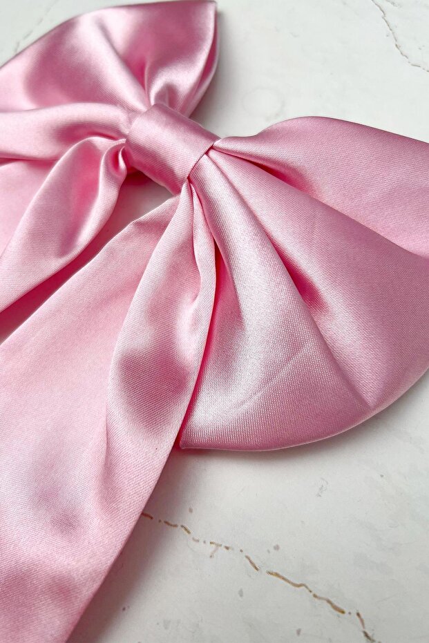 مشبك على شكل فيونكة وردية اللون (17 سم) - 3