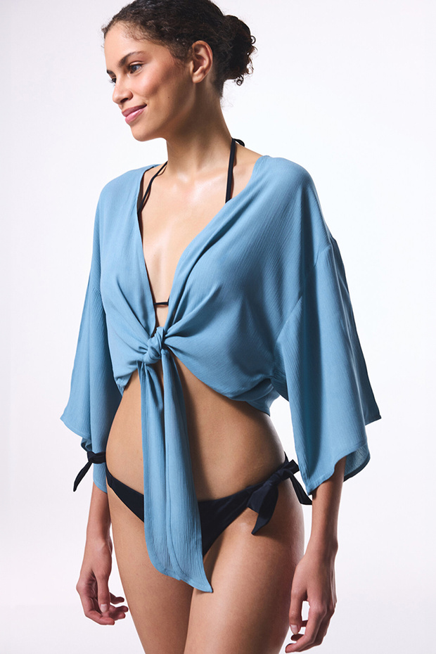 Blue Carrie Beach Tie up Top Swimwear