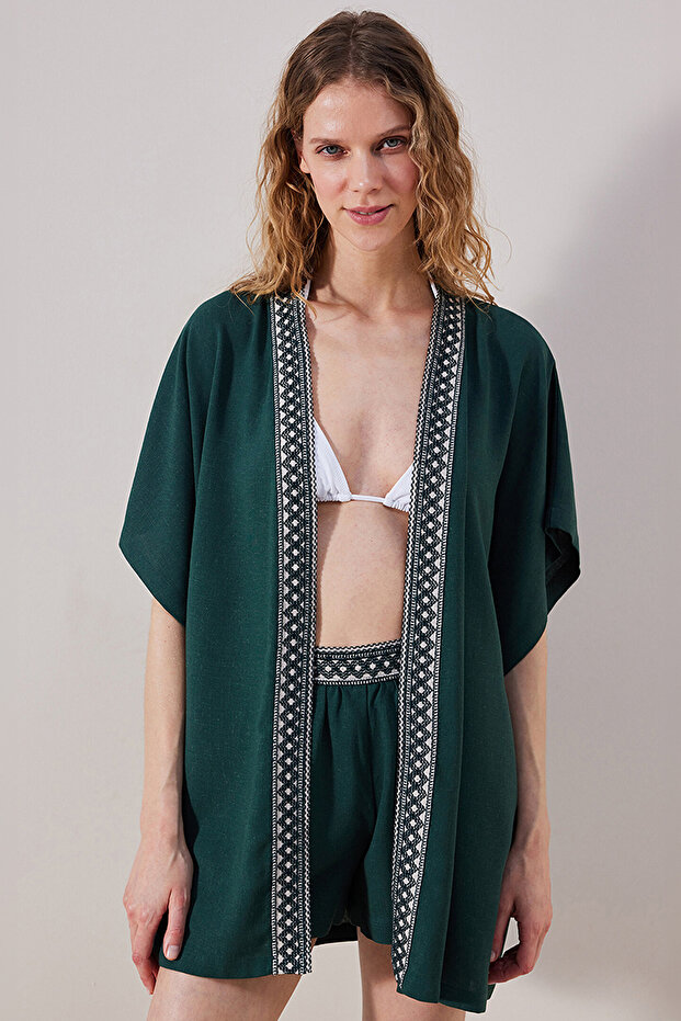 Leaf Green Kimono - 1
