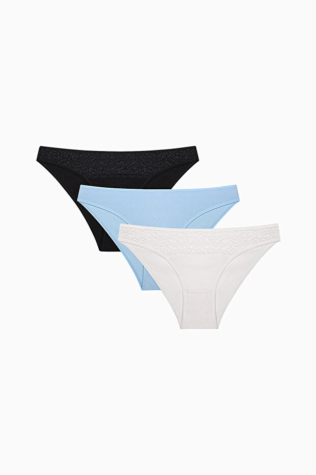 Mix Soft Pastel Tones Lacy Detailed 3in1 Slip Briefs