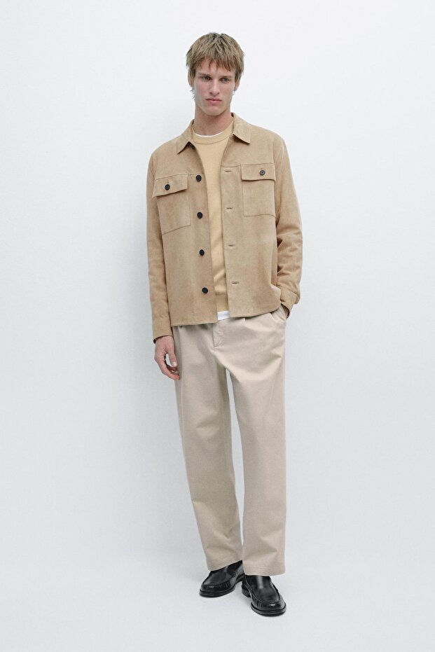 Süet deri ince ceket - 1