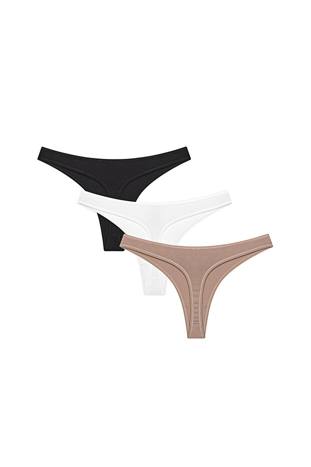 Multicolour New Basic 3in1 Thong Briefs - 2