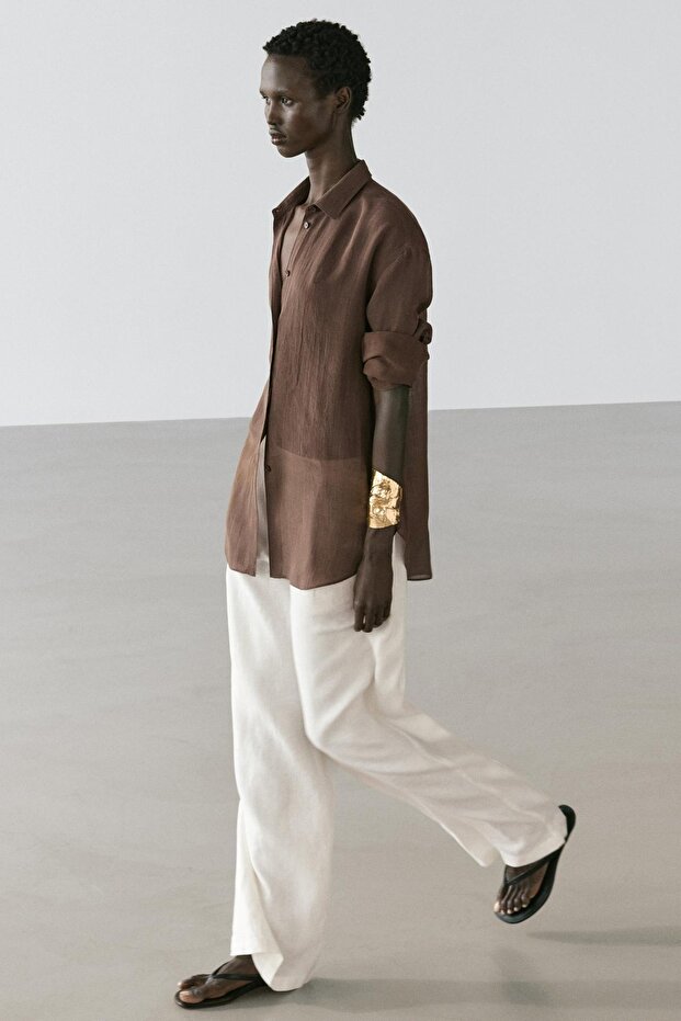 Yakalı dökümlü gömlek - 3