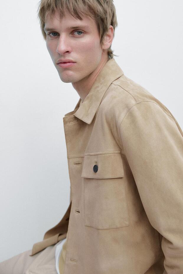 Süet deri ince ceket - 4