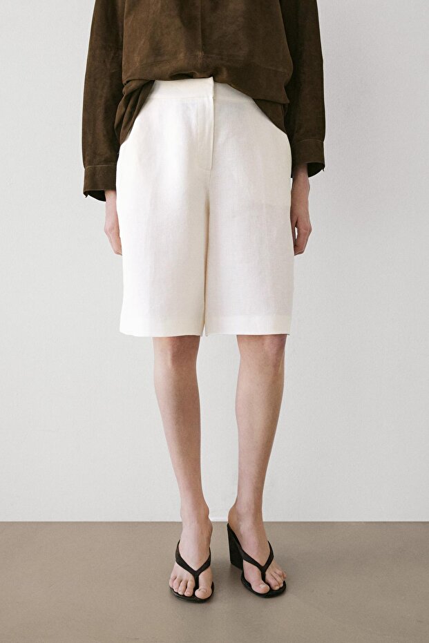 Uzun keten bermuda şort - 2