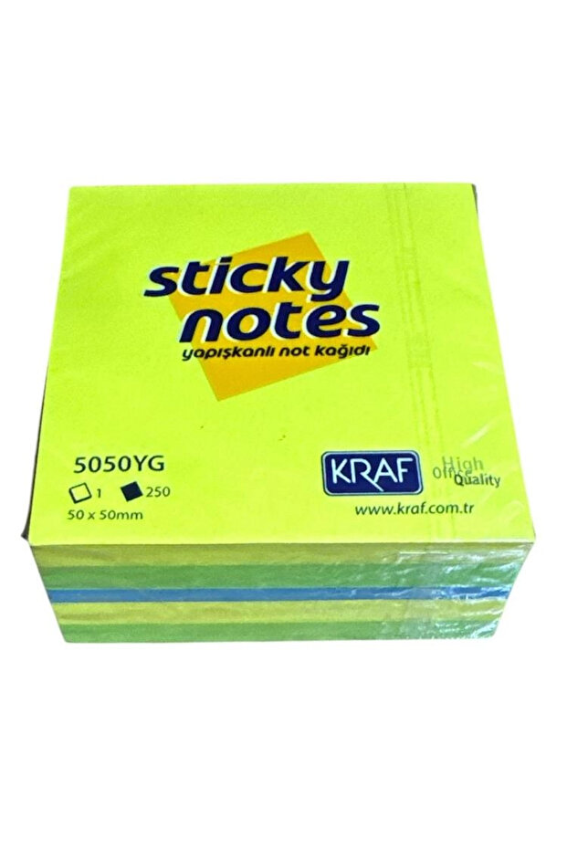 5050Yg Adhesive Note Paper Cube 250 Yp. 50X50Mm Neon Yellow & Green