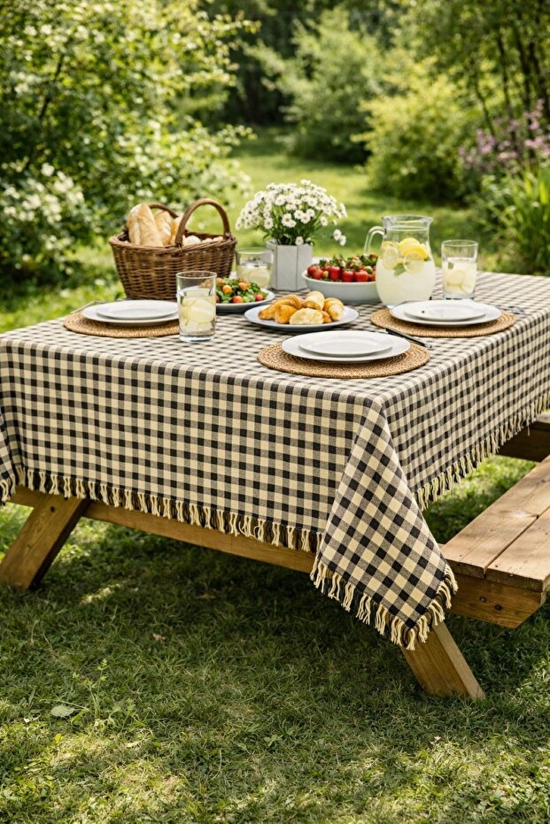 Checked Tablecloth , Pötikara Pattern Tablecloth, Small Square Pattern Picnic Cloth