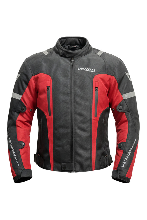 Motorcycle Jacket Air Racing 4 Seasons Biker Touring Jacket Black-Red