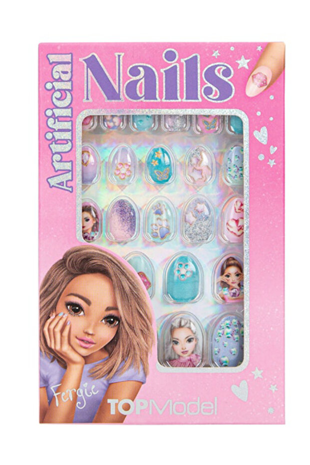 TOPModel Artificial Nails Glitter Beauty and Me Turquoise and Pink - 1