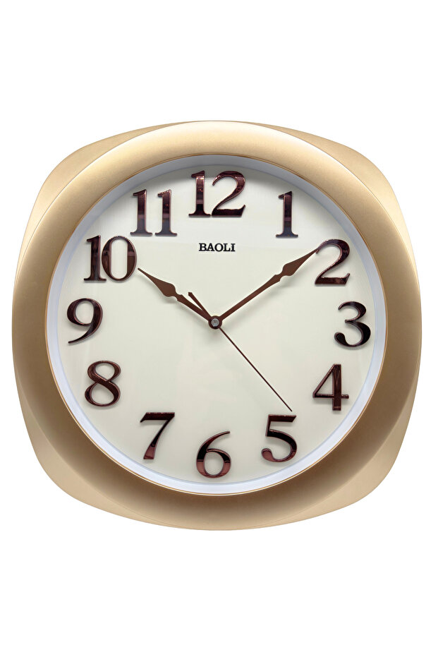 Silent Movement Wall Clock Without Sound | Embossed Letters | Golden Frame