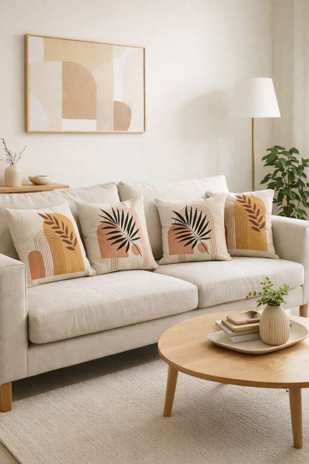 Set of 4 Boho Modern Digital Printed Decorative Throw Pillow Covers