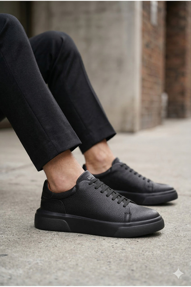 111230187 Tommy Casual Leather Men's Sneaker Shoes Black