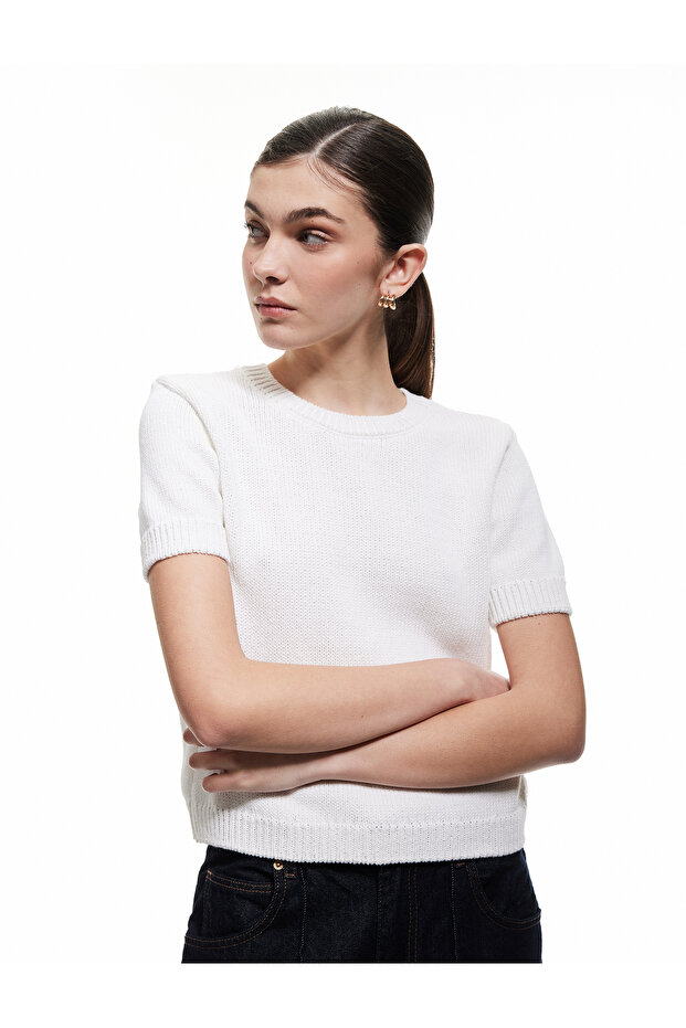 Crew Neck Short Sleeve Knitwear Sweater