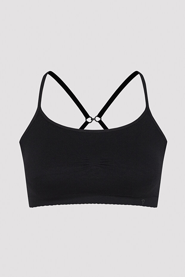 Black Nu Basic Unpadded Underwire-Free Removable Cup Bra - 5