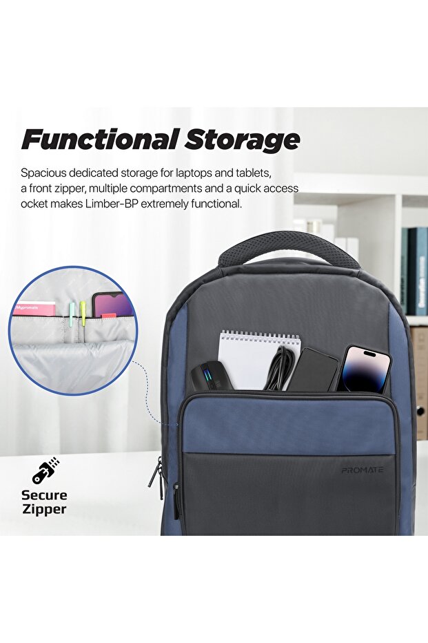 Limber-BP 15.6" Laptop Backpack - Water-Resistant, Padded Straps - 6