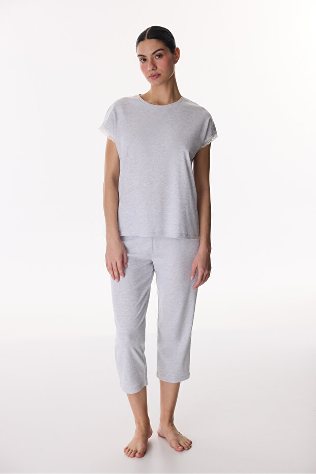 Light Gray Capri Pajama Set - 1
