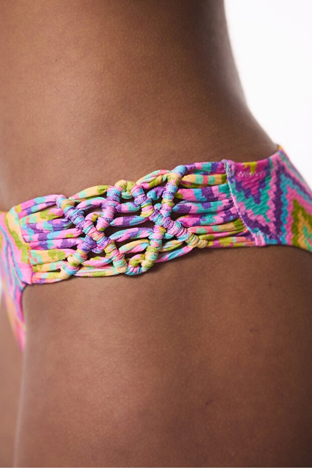 Zigzag Macrame Low Rise Bikini Bottom - 3