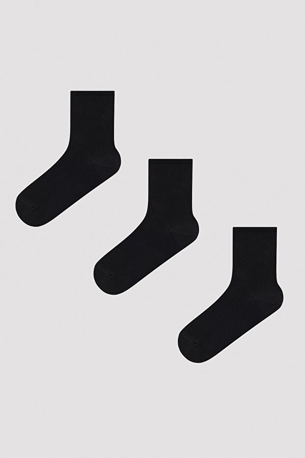 Basic Black 3-Piece Tennis Socket Socks - 1