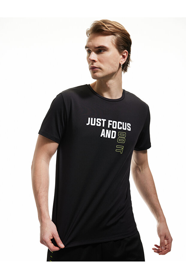 Short Sleeve Crew Neck Slogan Printed Sports T-Shirt