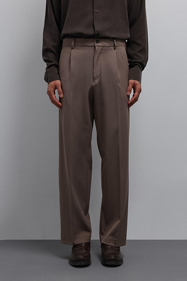 Mink Relax Fit Pleated Men's Trousers
