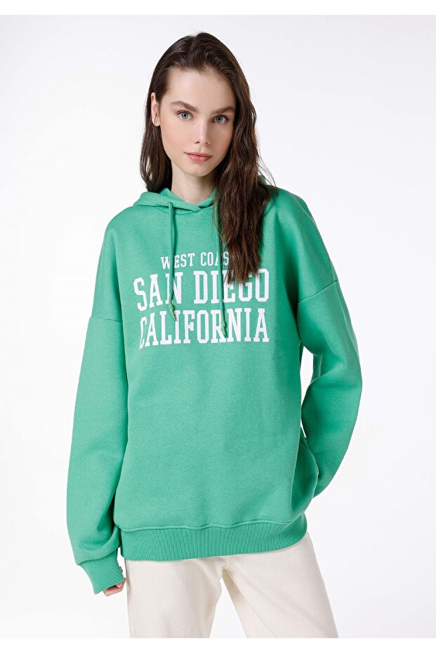 Oversize Kadın Yeşil Sweatshirt - 1