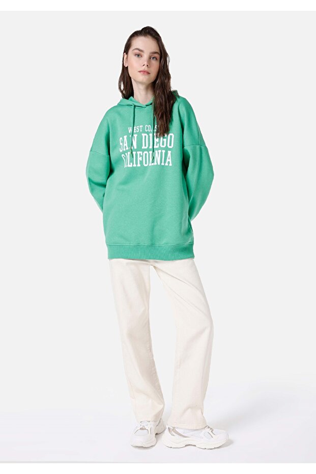 Oversize Kadın Yeşil Sweatshirt - 3