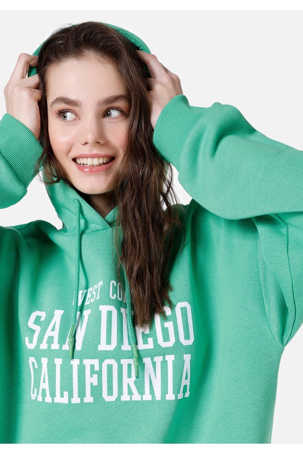 Oversize Kadın Yeşil Sweatshirt - 4