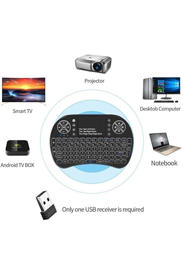 Mini Keyboard Backlit Bluetooth Çok Fonksiyonlu Klavye - 4