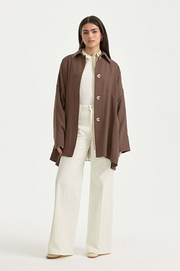 Comfortable Fit Modal Jacket Brown