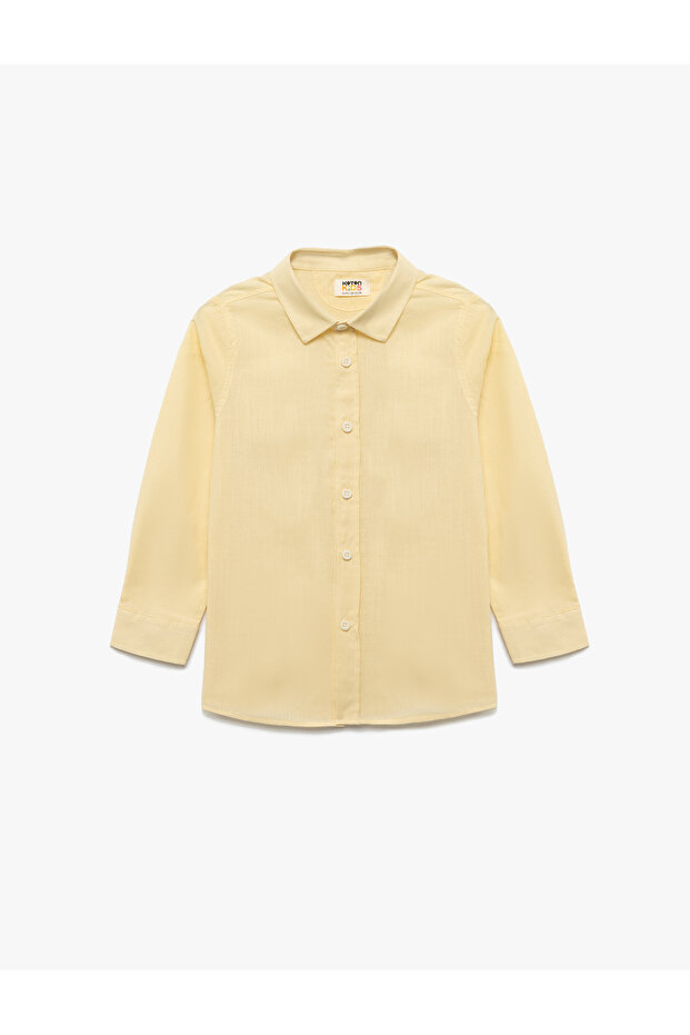 Cotton Long Sleeve Buttoned Basic Shirt - 1