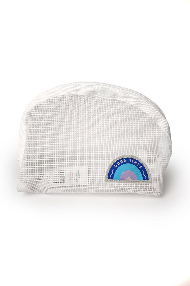 حقيبة مكياج شبكية باللون الأبيض - 2